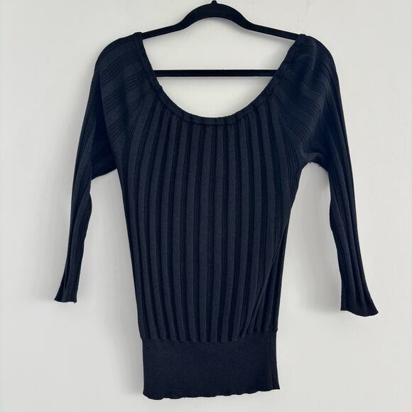 Vintage 2006 The Limited Silk Cashmere Blend Sweater Ribbed Black Sparkly Size M - Picture 8 of 10